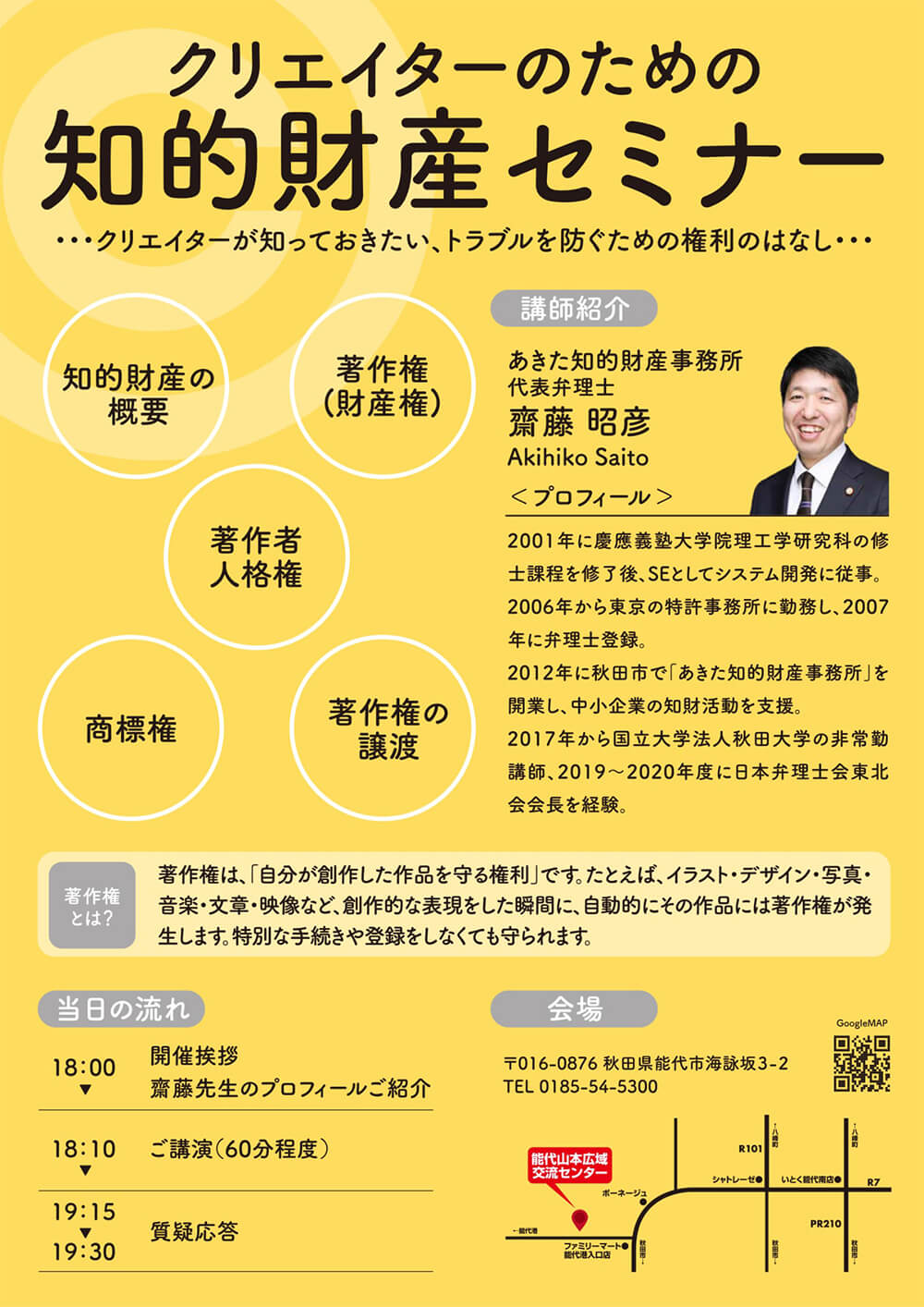 クリエイターのための知的財産セミナー「著作権ってなに？」裏面